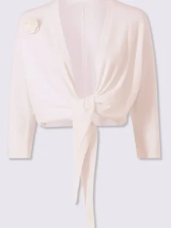 Boléro en tricot fin avec manches 3/4 et application florale