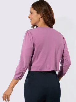 Boléro en viscose avec col V et manches 3/4
