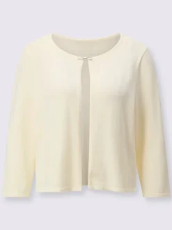Boléro à manches 3/4 avec col rond et boucle décorative