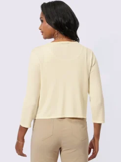 Boléro à manches 3/4 avec col rond et boucle décorative