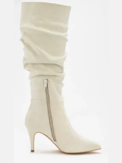 Bottes à glissière fronces tendance avec talon compensé confortable d'env. 8 cm