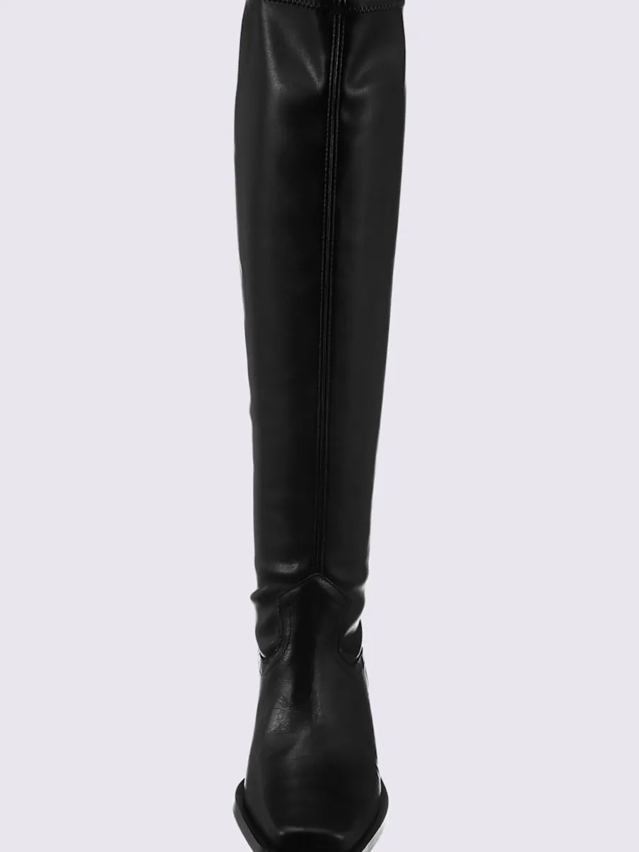 Bottes mélange de cuir et synthétique