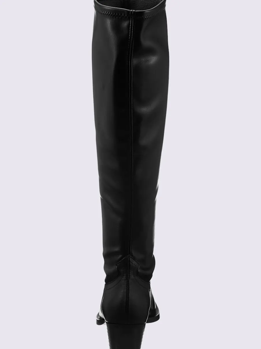 Bottes mélange de cuir et synthétique