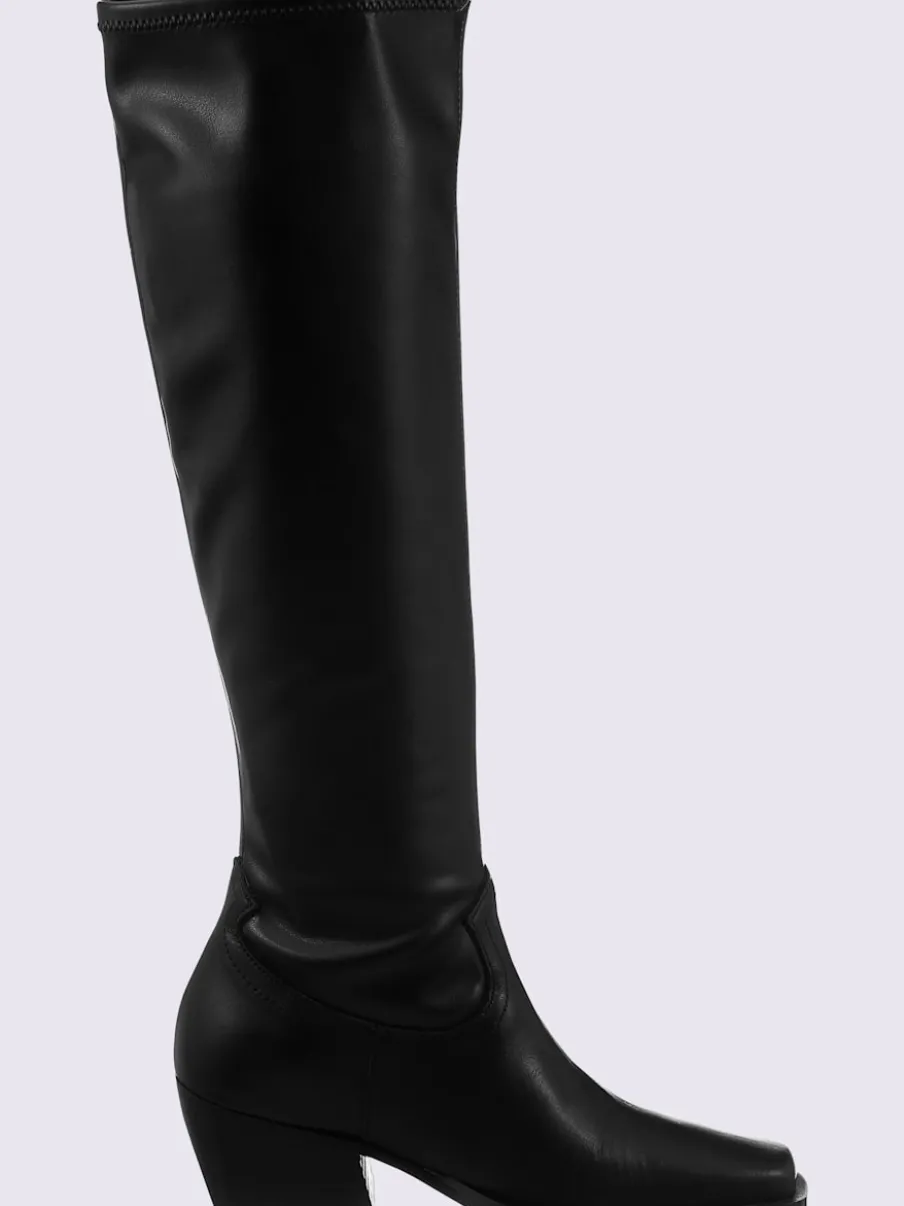 Bottes mélange de cuir et synthétique