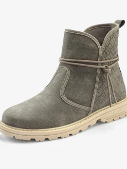 Bottines avec liens à nouer raffinés et motif structuré tendance