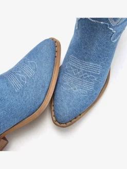 Bottines chelsea look denim tendance avec coutures décoratives mode