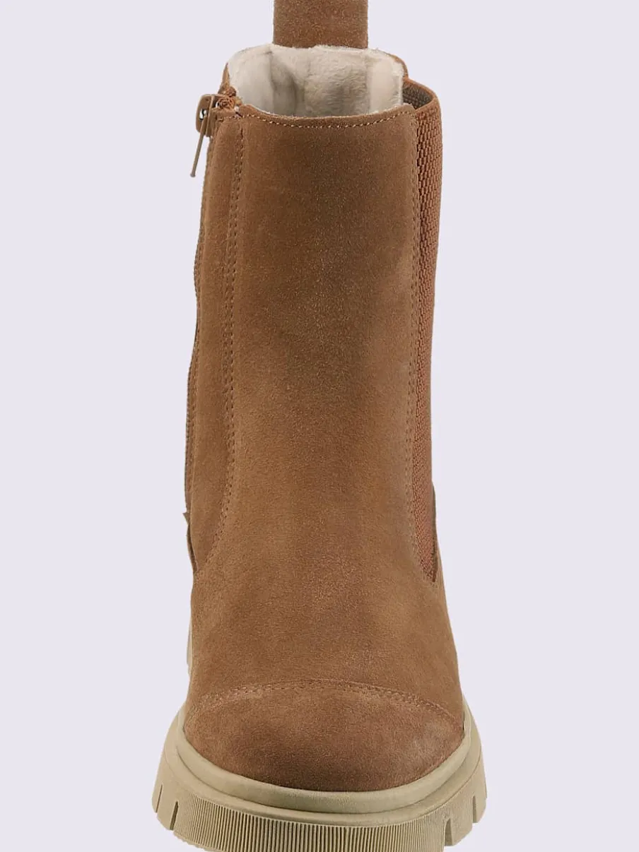 Bottines cuir velours de vache.
