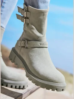 Bottines en cuir velours de qualité avec semelle profilée tendance