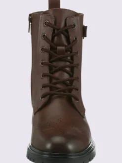 Bottines à lacets cuir nappa de vache