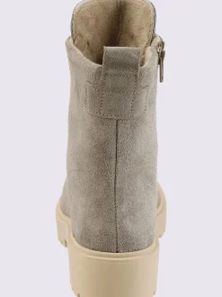 Bottines à lacets cuir velours de vache.