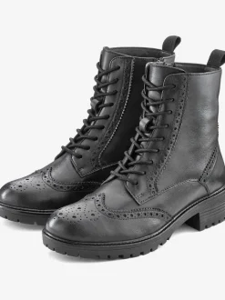 Bottines à lacets en cuir doux