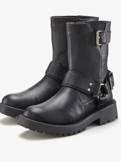 Bottines motardes bottes style motard tendance, avec boucles décoratives et anneau tendance