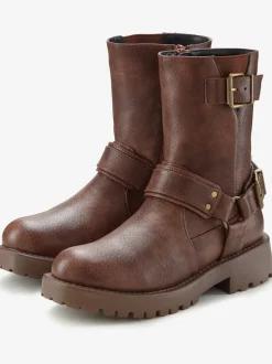Bottines motardes bottes style motard tendance, avec boucles décoratives et anneau tendance