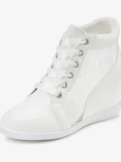 Bottines sneakers élégantes avec empiècement en dentelle tendance, idéales comme chaussures de mariée