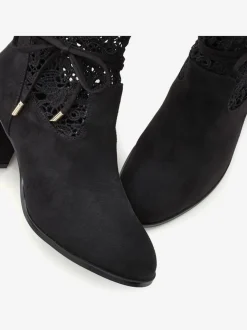Bottines à talon haut empiècement en dentelle féminin et élégant