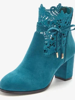 Bottines à talon haut empiècement en dentelle féminin et élégant