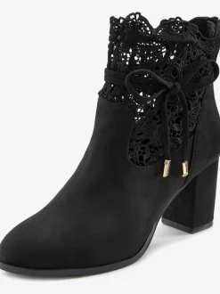 Bottines à talon haut empiècement en dentelle féminin et élégant
