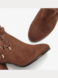 Bottines à talon haut empiècement en dentelle féminin et élégant
