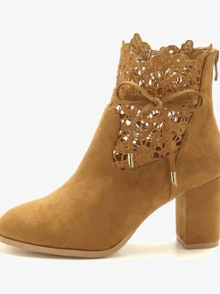 Bottines à talon haut empiècement en dentelle féminin et élégant