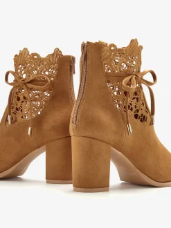 Bottines à talon haut empiècement en dentelle féminin et élégant