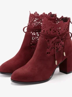 Bottines à talon haut empiècement en dentelle féminin et élégant