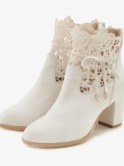 Bottines à talon haut empiècement en dentelle féminin et élégant