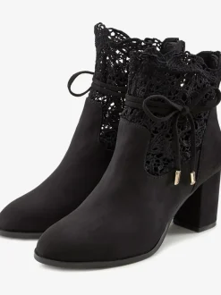 Bottines à talon haut empiècement en dentelle féminin et élégant