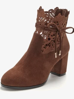 Bottines à talon haut empiècement en dentelle féminin et élégant