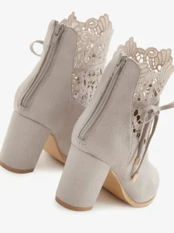 Bottines à talon haut empiècement en dentelle féminin et élégant
