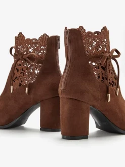 Bottines à talon haut empiècement en dentelle féminin et élégant