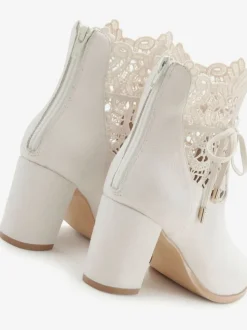 Bottines à talon haut empiècement en dentelle féminin et élégant