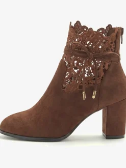 Bottines à talon haut empiècement en dentelle féminin et élégant