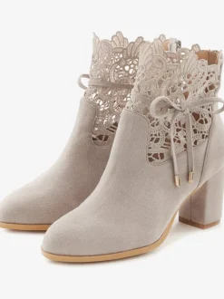 Bottines à talon haut empiècement en dentelle féminin et élégant