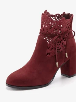 Bottines à talon haut empiècement en dentelle féminin et élégant