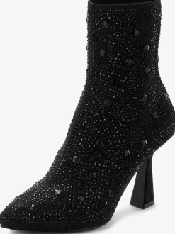 Bottines à talon haut petites pierres fantaisie élégantes pour une allure glamour