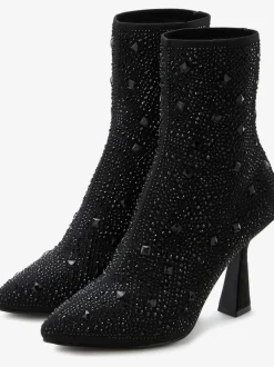 Bottines à talon haut petites pierres fantaisie élégantes pour une allure glamour