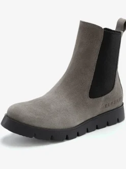 Bottines tendance en cuir velours de qualité, empiècement élastique pour un enfilage facile