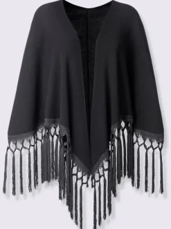Cape en tricot bordure à franges