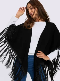 Cape en tricot bordure à franges