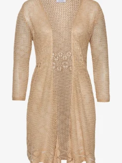 Cardigan ajouré à manches 3/4 en tricot doux