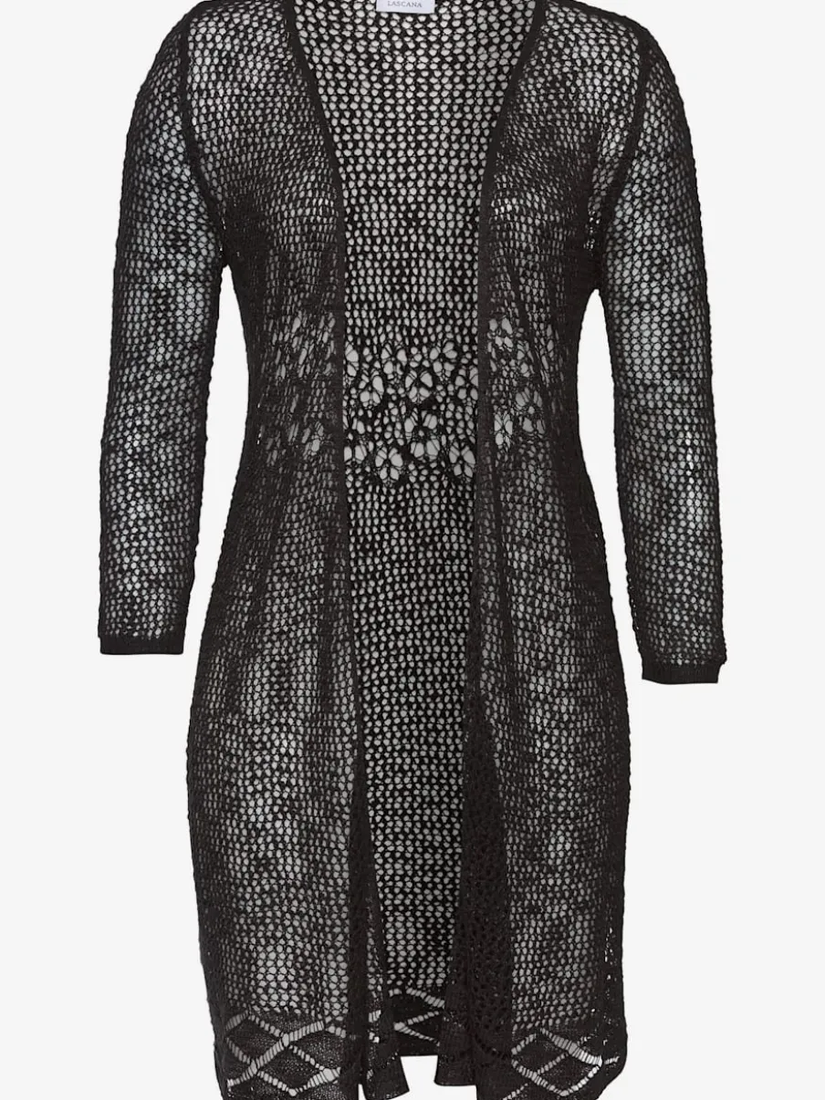 Cardigan ajouré à manches 3/4 en tricot doux