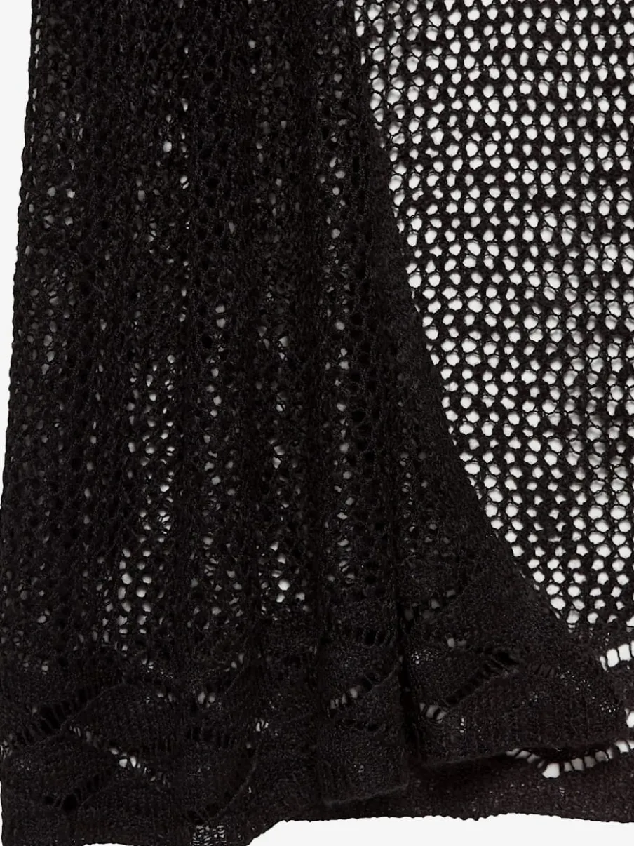 Cardigan ajouré à manches 3/4 en tricot doux