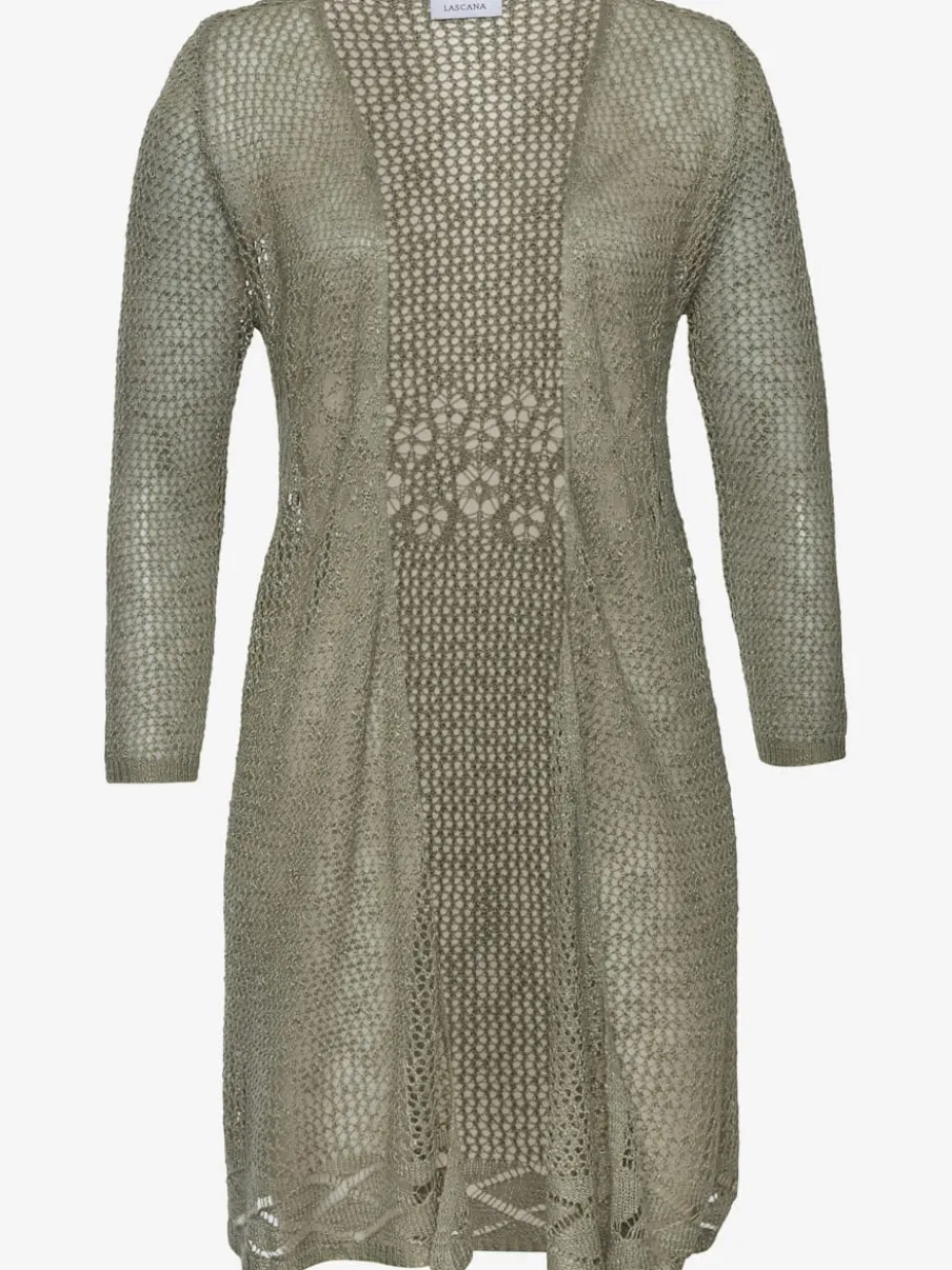 Cardigan ajouré à manches 3/4 en tricot doux