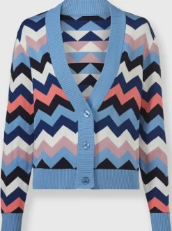 Cardigan ample avec encolure en V et zigzags graphiques
