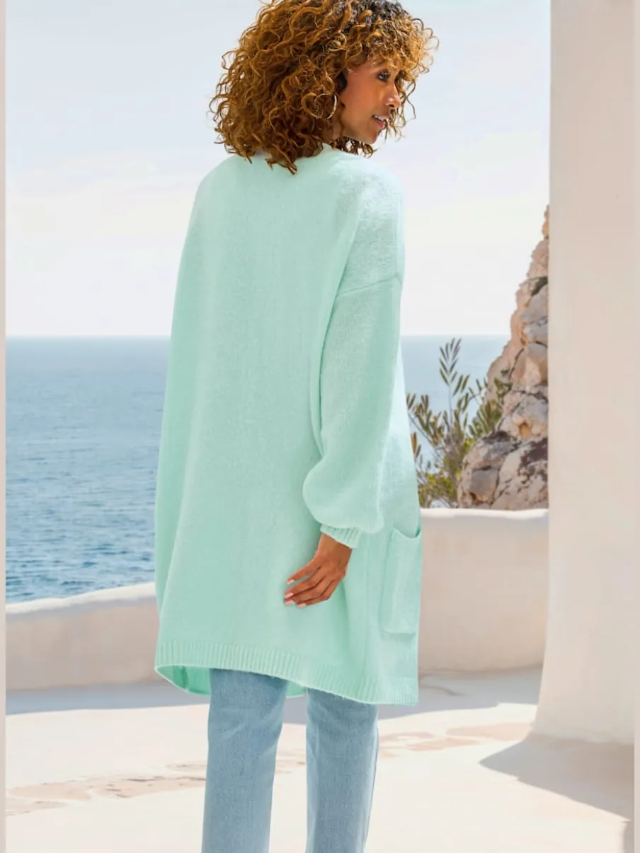 Cardigan ample en tricot doux avec bords-côtes confortables