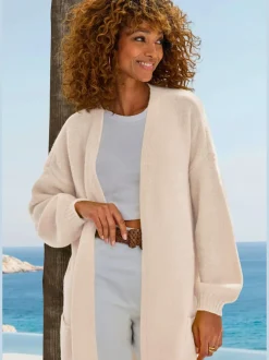 Cardigan ample en tricot doux avec bords-côtes confortables