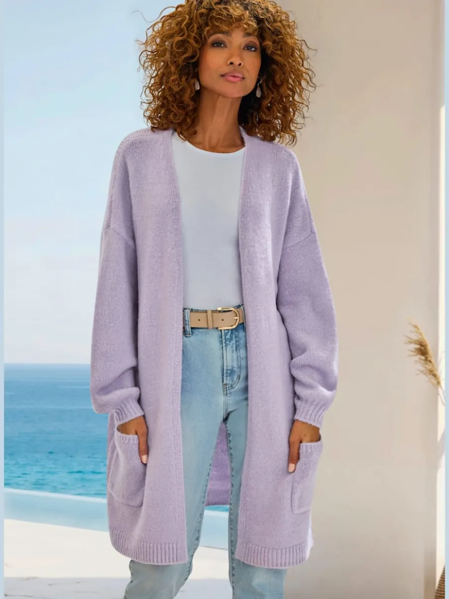 Cardigan ample en tricot doux avec bords-côtes confortables