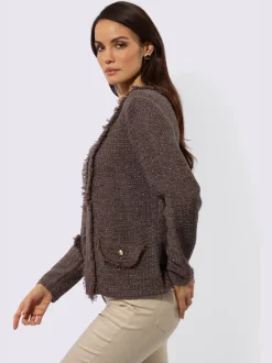 Cardigan avec col V et manches longues à franges