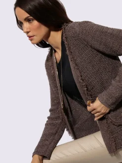 Cardigan avec col V et manches longues à franges