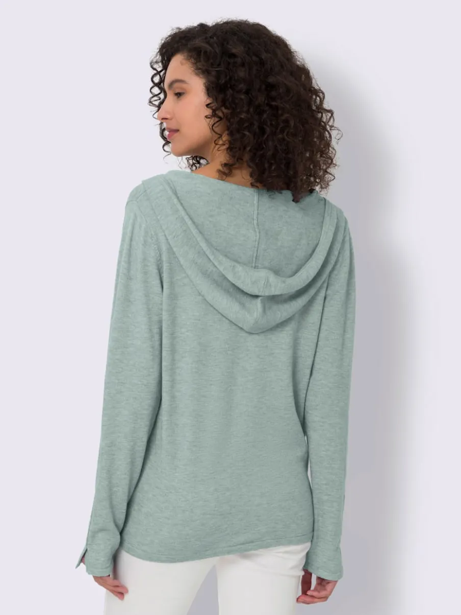 Cardigan à capuche en tricot doux avec boutons décoratifs